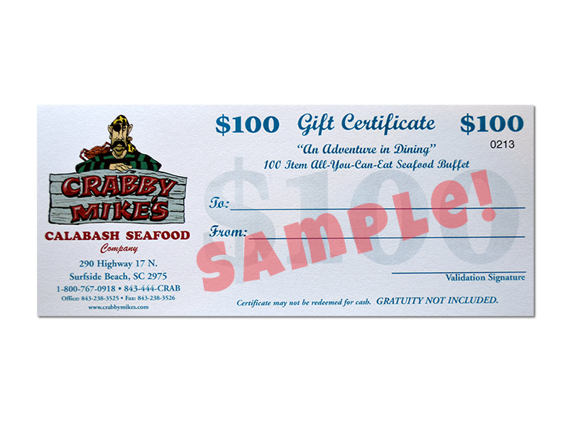 $100 Gift Certificates 